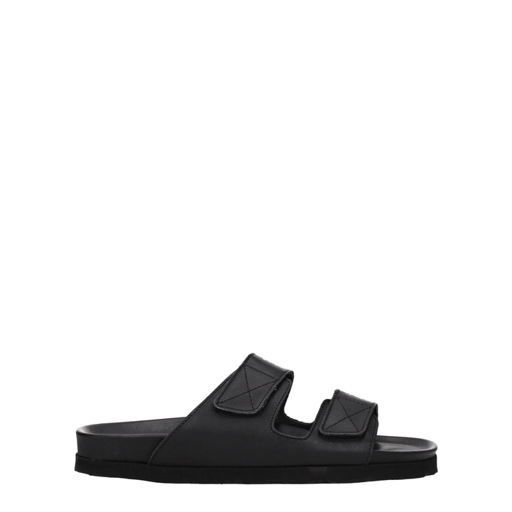 Palm Angels Black Leather Slippers