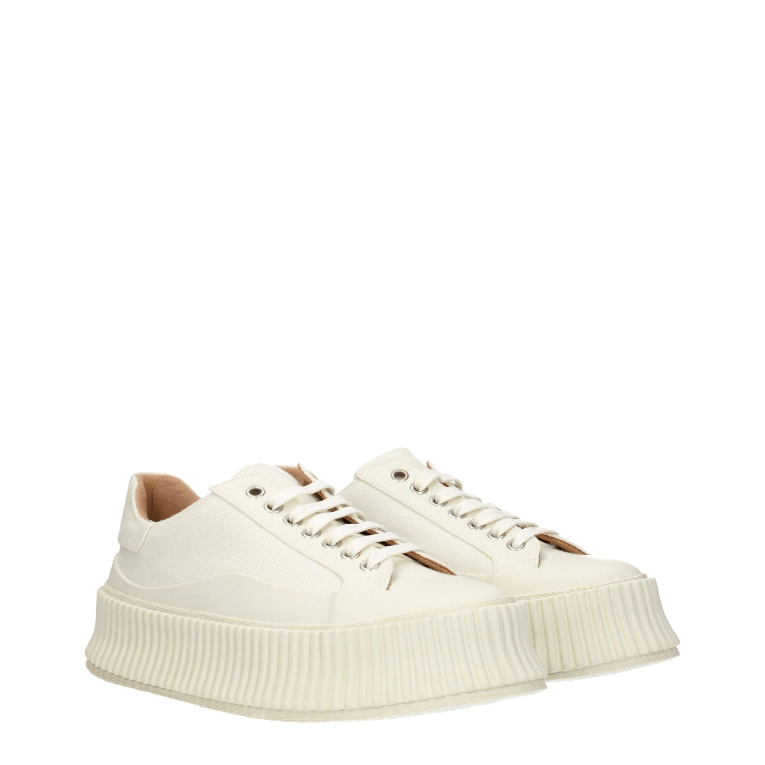 Jil Sander White Fabric Sneakers