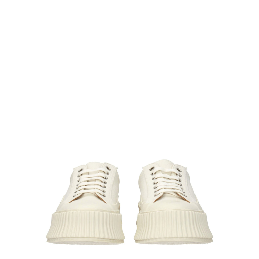 Jil Sander White Fabric Sneakers