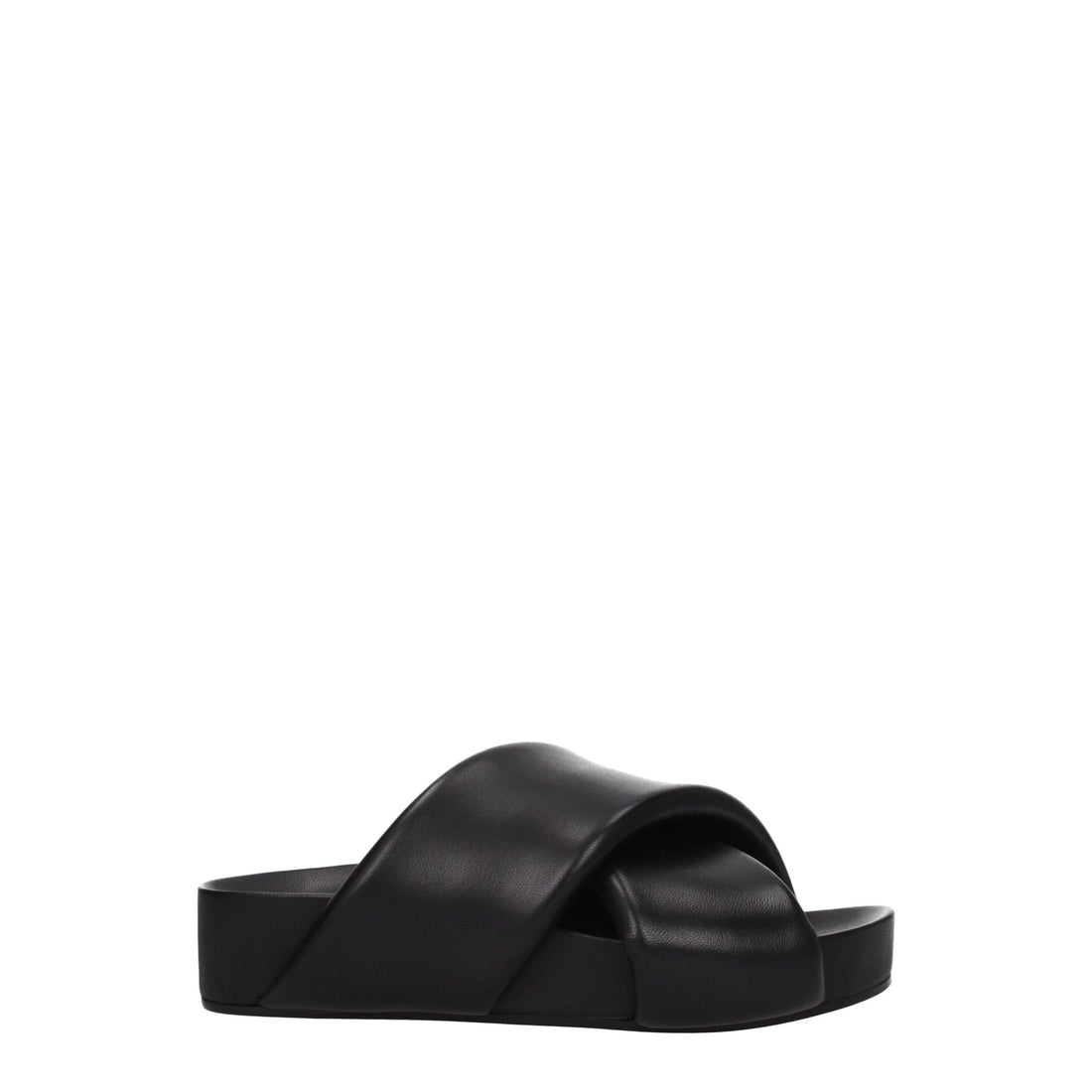 Jil Sander Black Leather Slippers