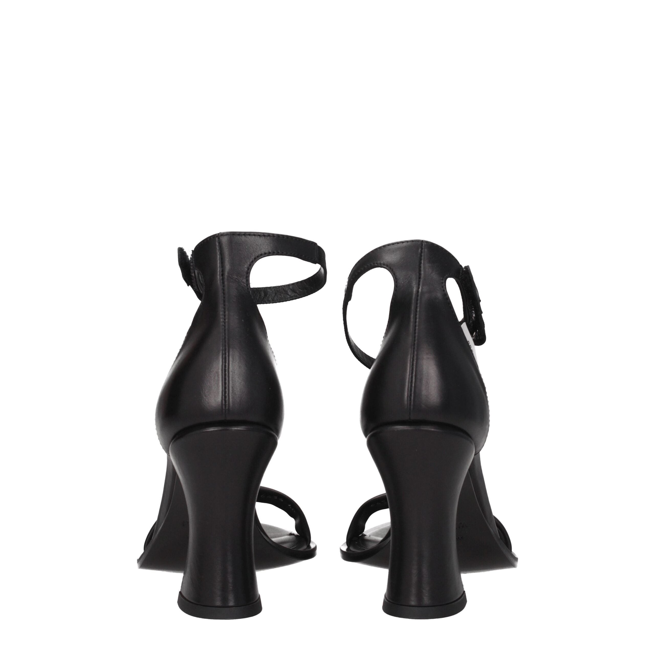 Premiata Black Leather Flat Sandals