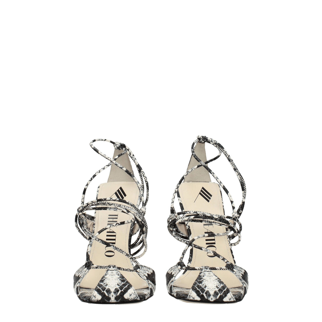 The Attico White Leather Stiletto Heel Sandals