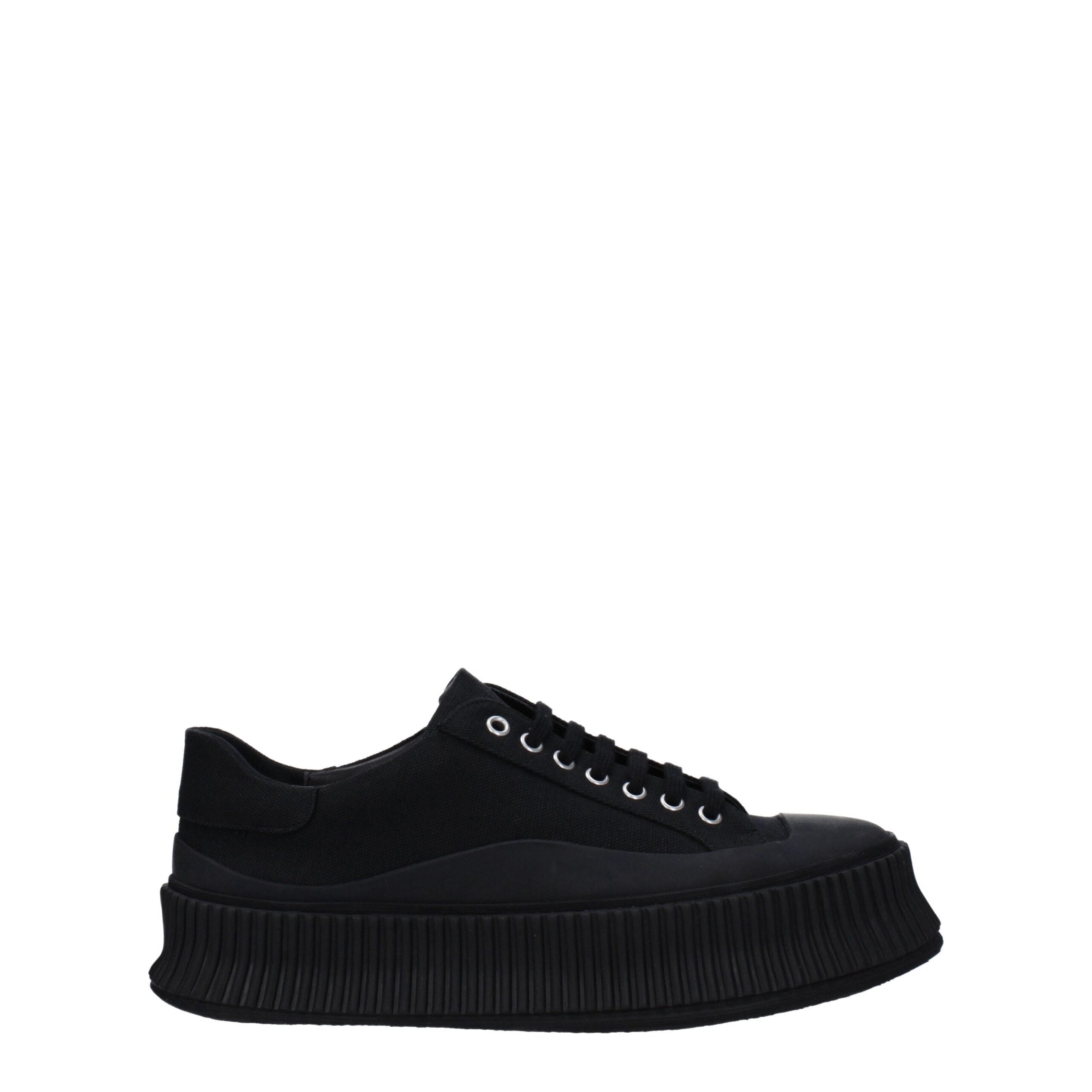 Jil Sander Black Fabric Platform Sneakers