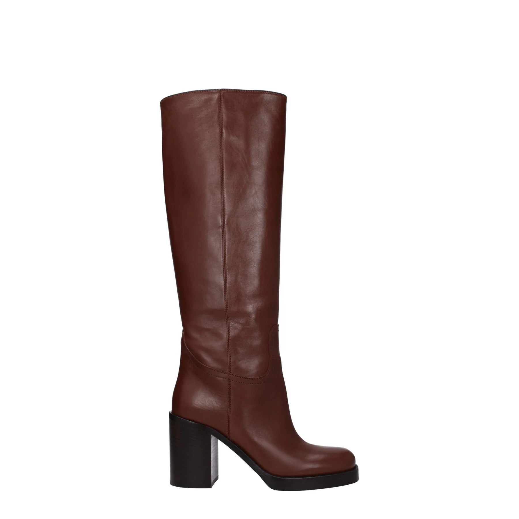 Prada Leather Brown Knee-High Boots