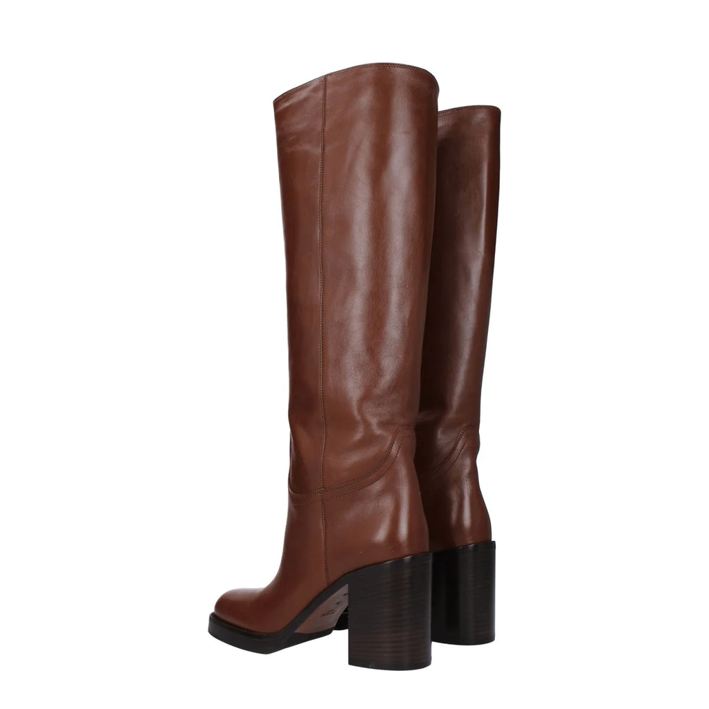 Prada Leather Brown Knee-High Boots