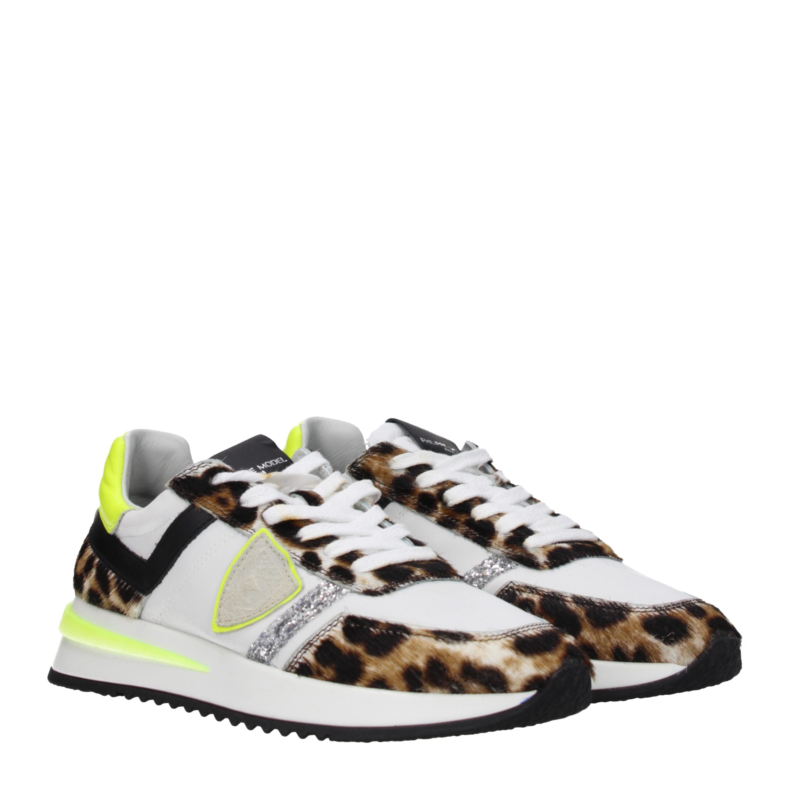 Philippe Model White Fabric Sneakers