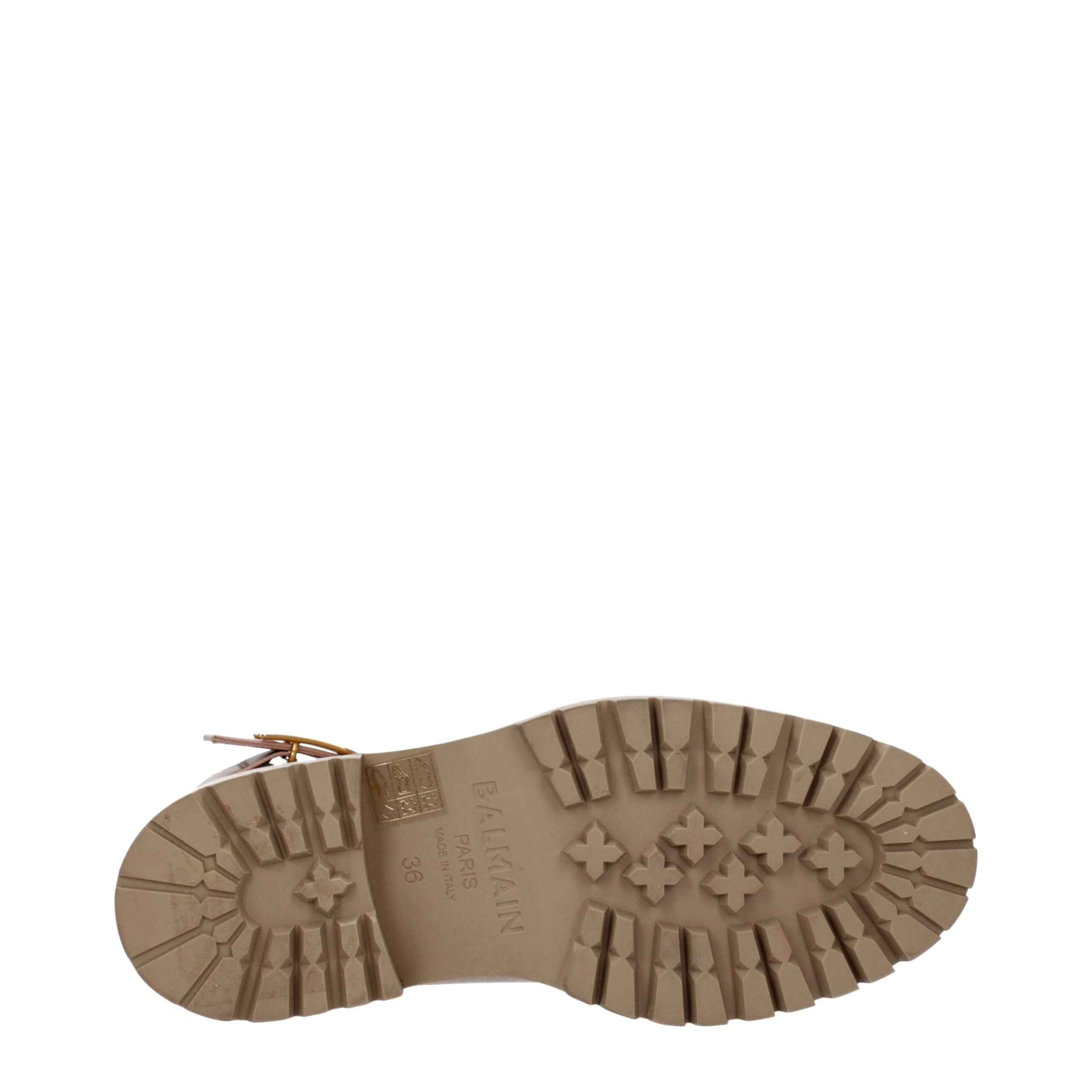 Balmain Beige Leather Ankle Boots