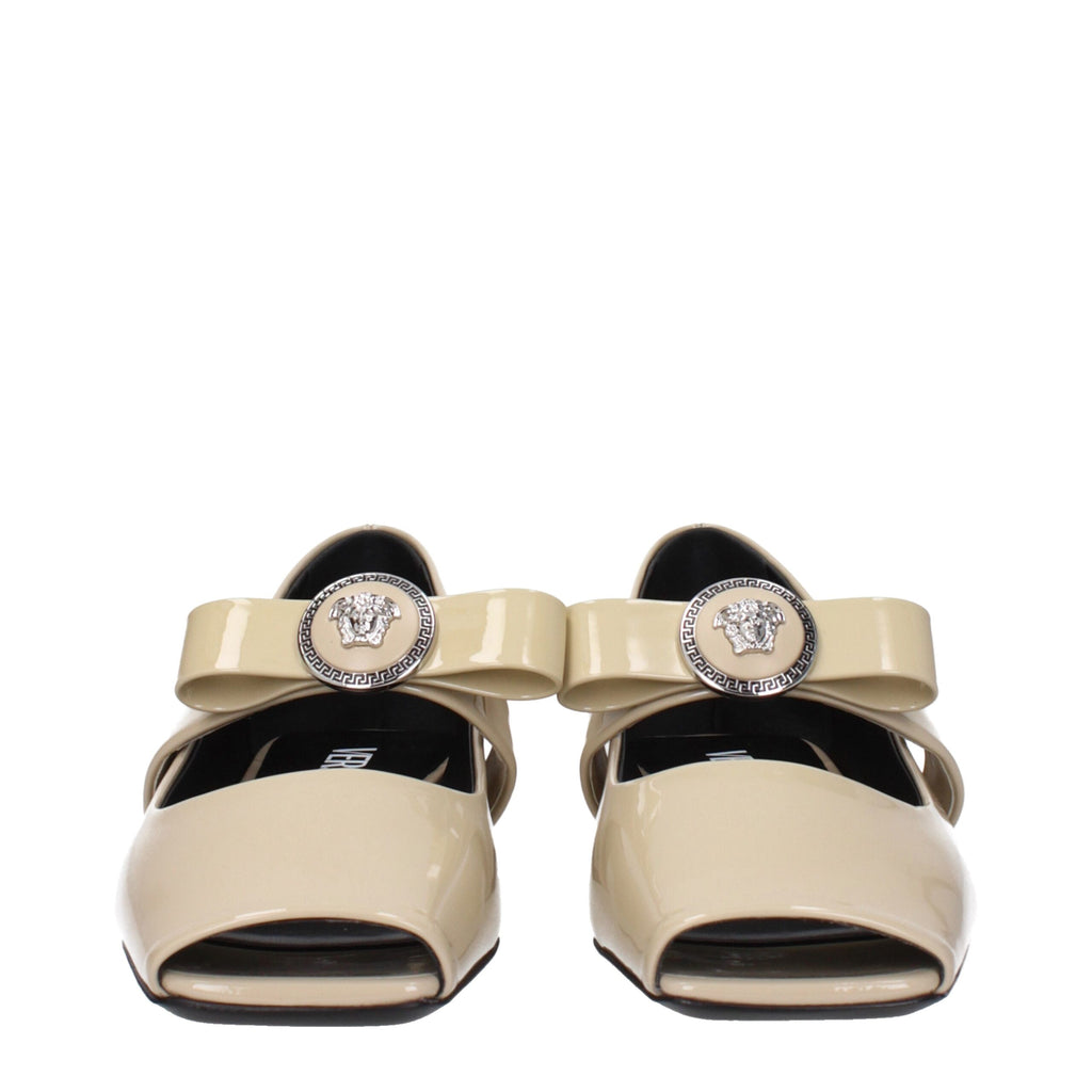 Versace Beige Leather Ballet Flat