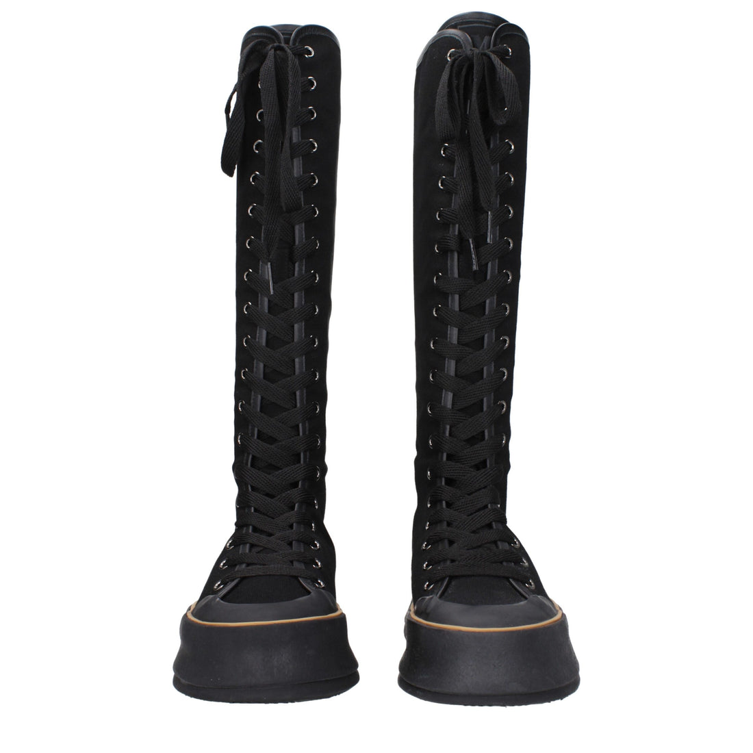 Max Mara Black Fabric Lace-Up Boots