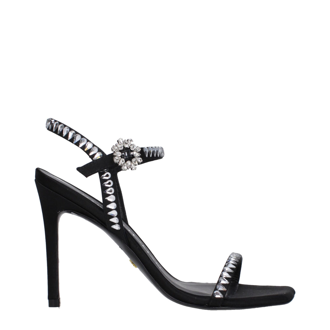 Stuart Weitzman Black Satin Stiletto Heel Sandals