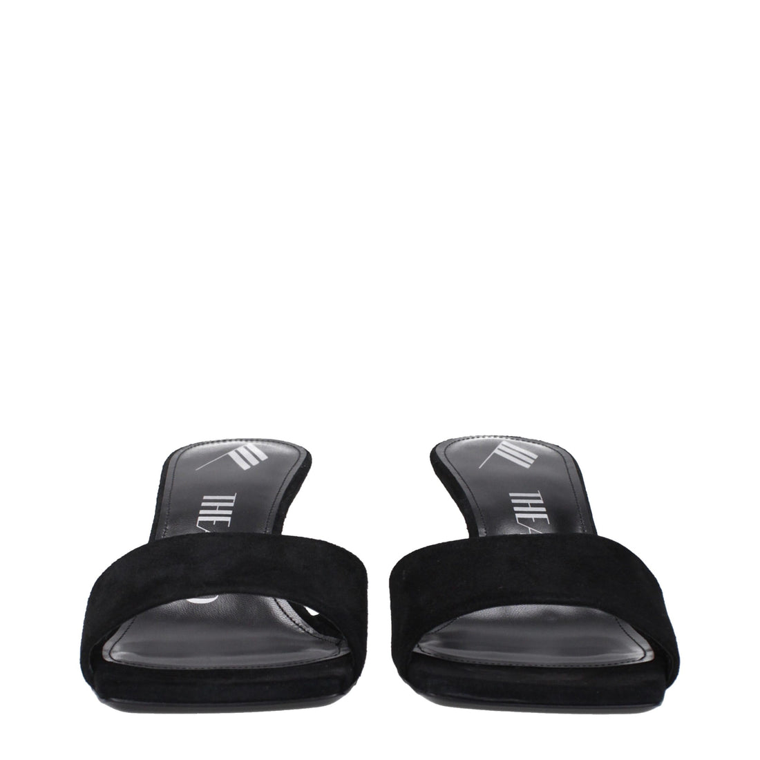 The Attico Black Leather Platform Sandals