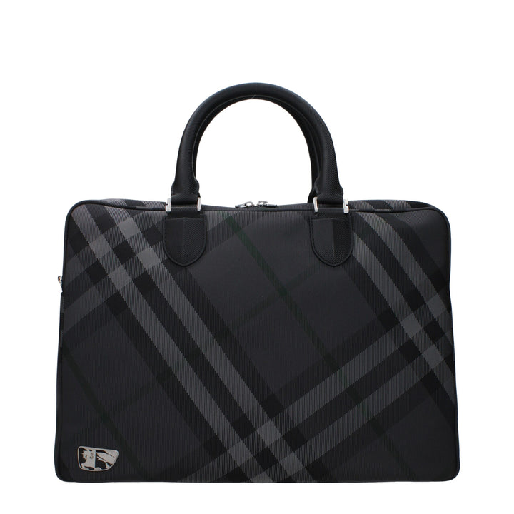 Burberry Gray Fabric Business And Laptop Bag