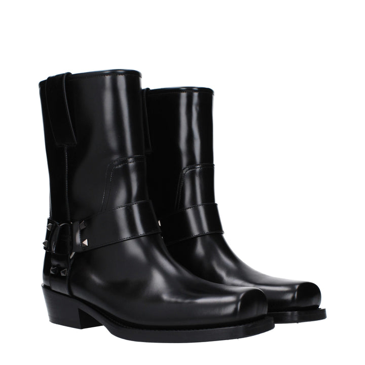 Valentino Garavani Black Leather Ankle Boots