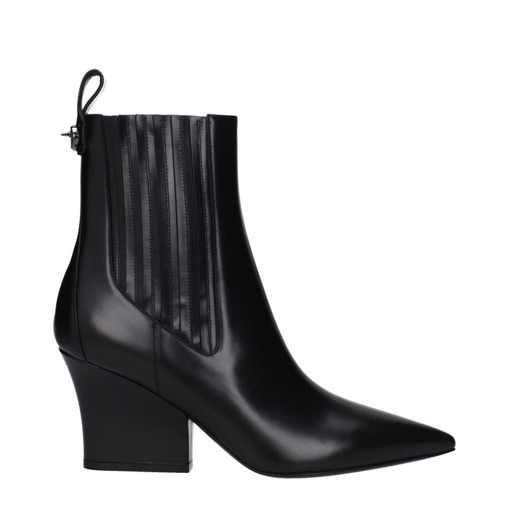 Valentino Garavani Black Leather Ankle Boots