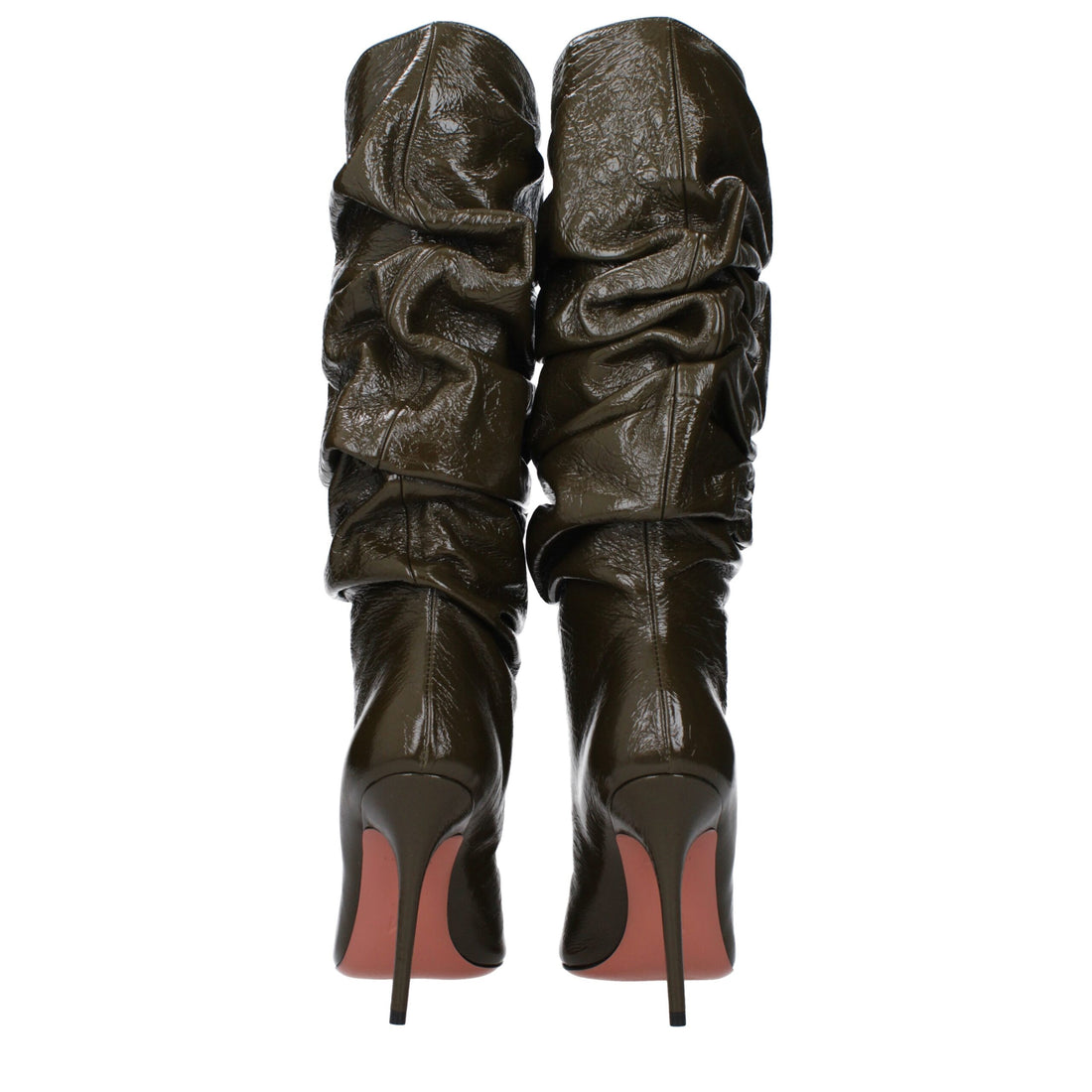 Amina Muaddi Green Leather Boots