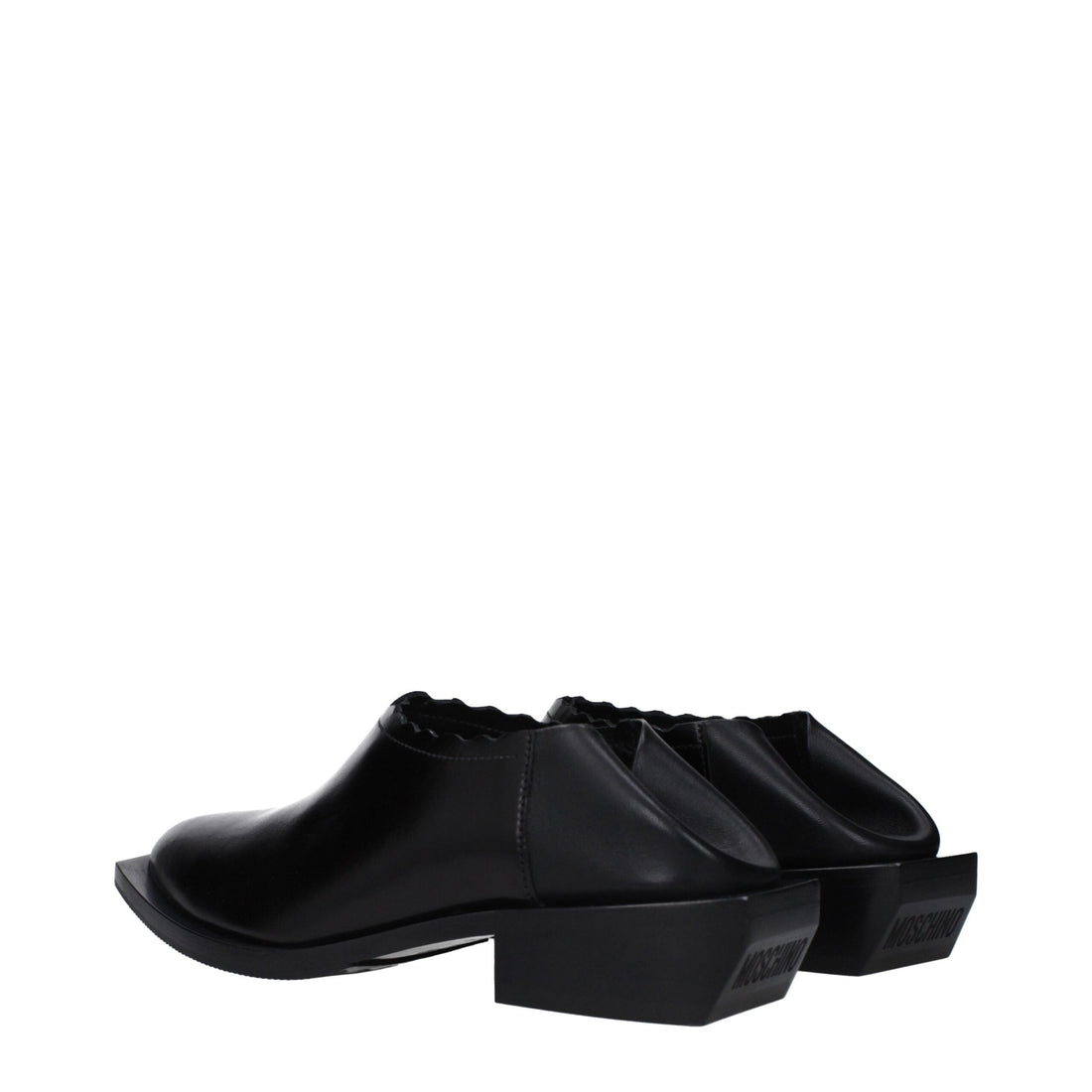 Moschino Black Leather Mules