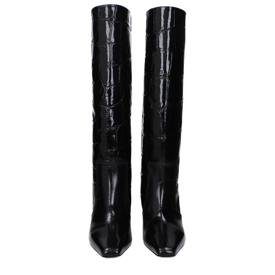 Paris Texas Black Leather High Heel Boots
