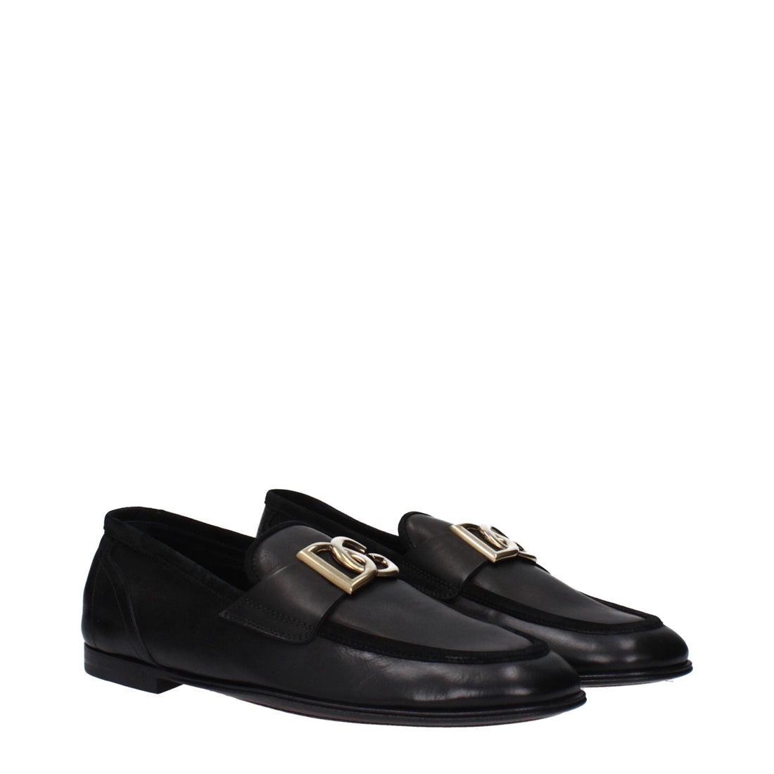 Dolce & Gabbana Black Leather Slip-On Loafers
