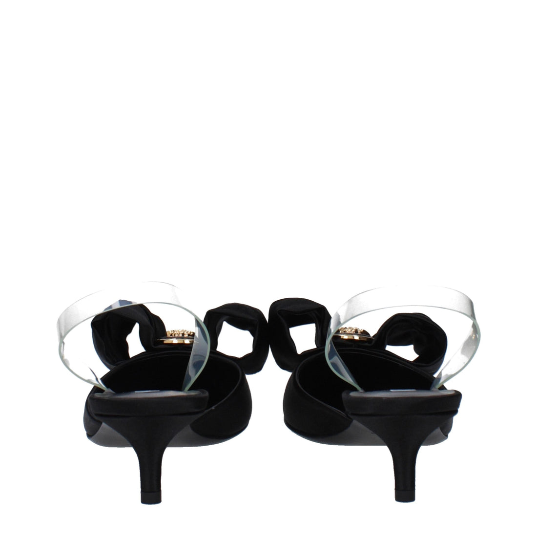 Versace Black Satin Flat Sandals