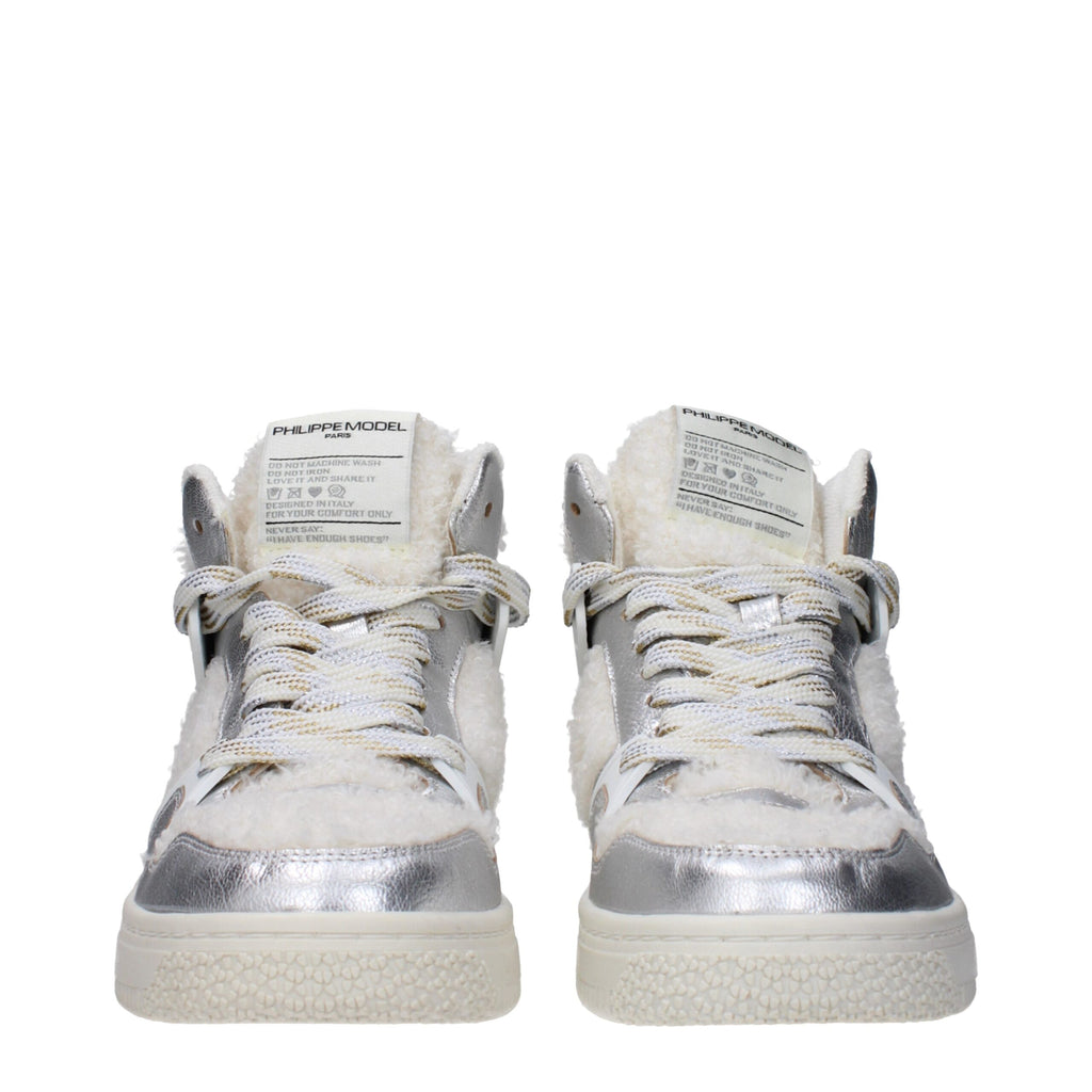 Philippe Model Gray Leather Sneakers