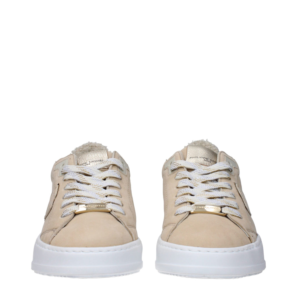 Philippe Model Beige Leather Sneakers