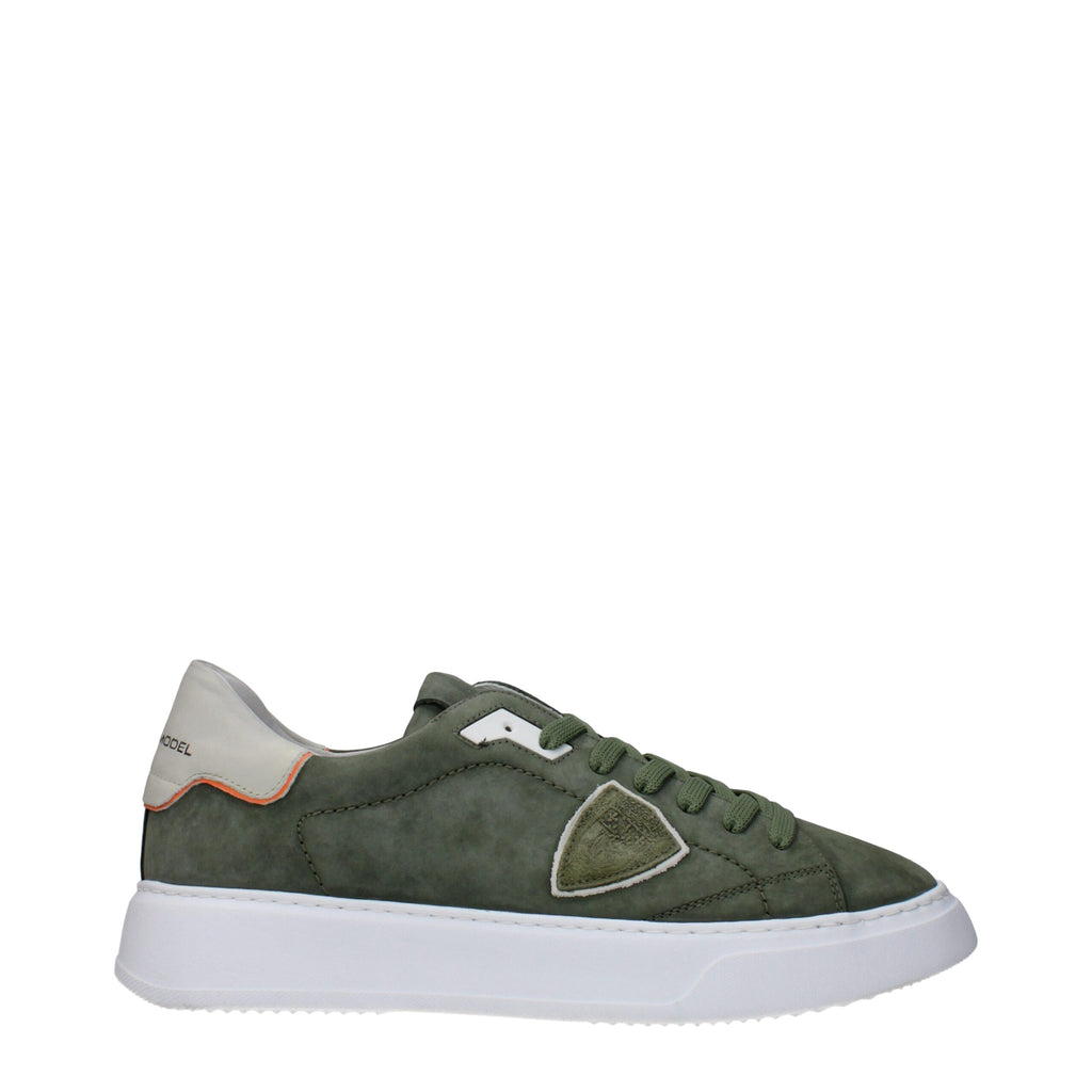 Philippe Model Green Leather Sneakers