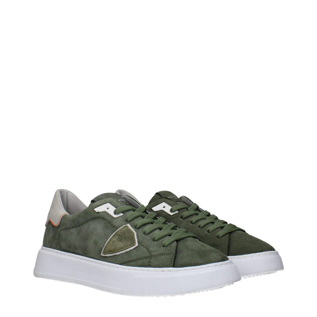 Philippe Model Green Leather Sneakers