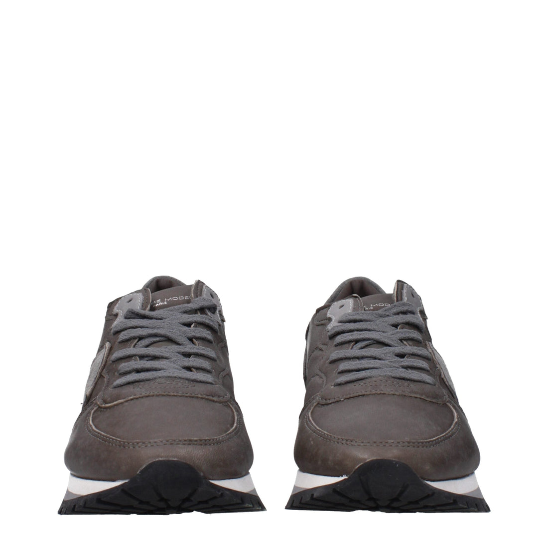 Philippe Model Gray Leather Low Top Sneakers