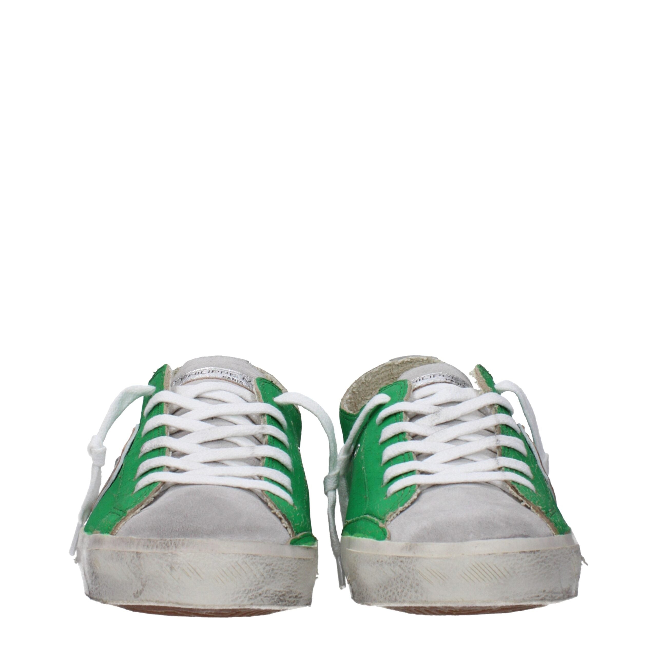 Philippe Model Green Leather Sneakers