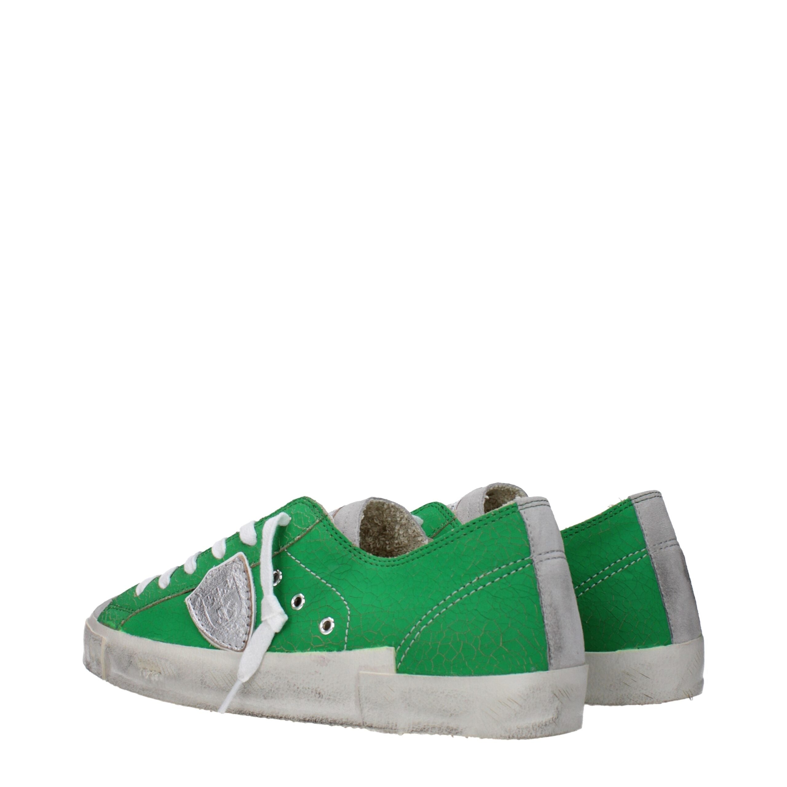 Philippe Model Green Leather Sneakers
