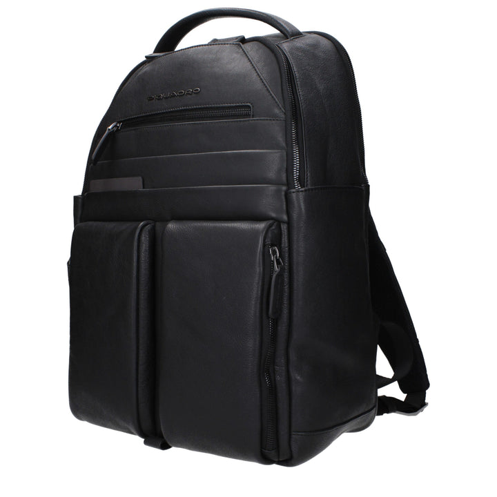 Piquadro Black Leather Backpack