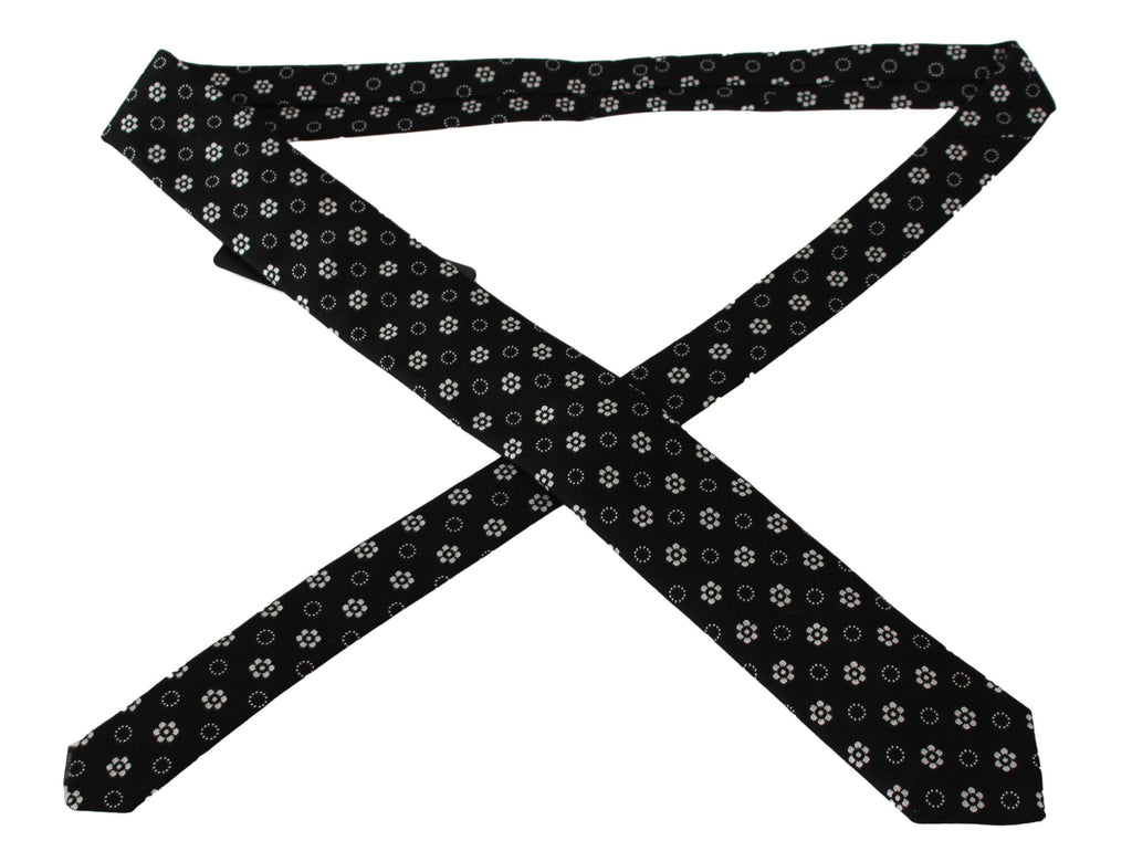 Dolce &amp; Gabbana Elegante schwarze Seidenkrawatte mit Blumenmuster