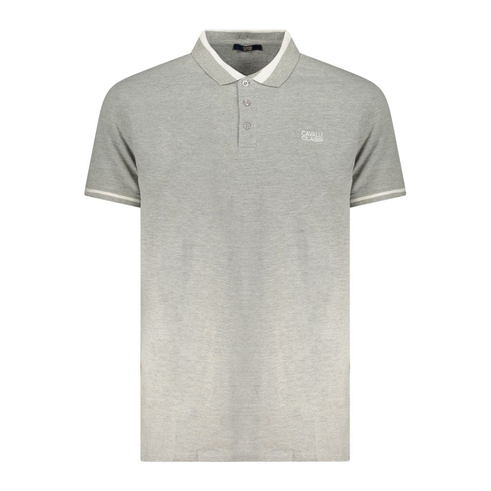 Cavalli Class Gray Cotton Polo Shirt