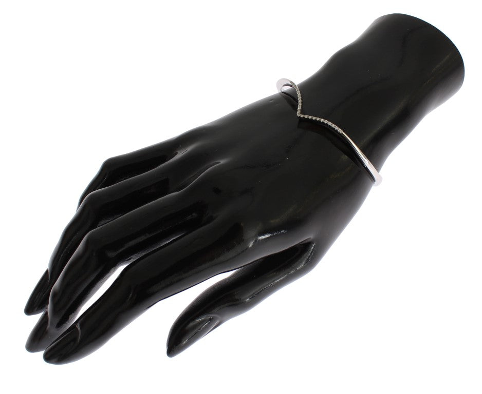 Nialaya Eleganter silberner Armreif mit klaren Zirkonia-Akzenten