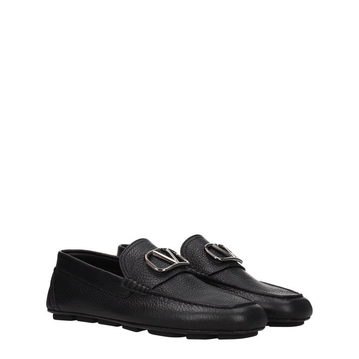 Valentino Garavani Black Leather Slip-On Loafers