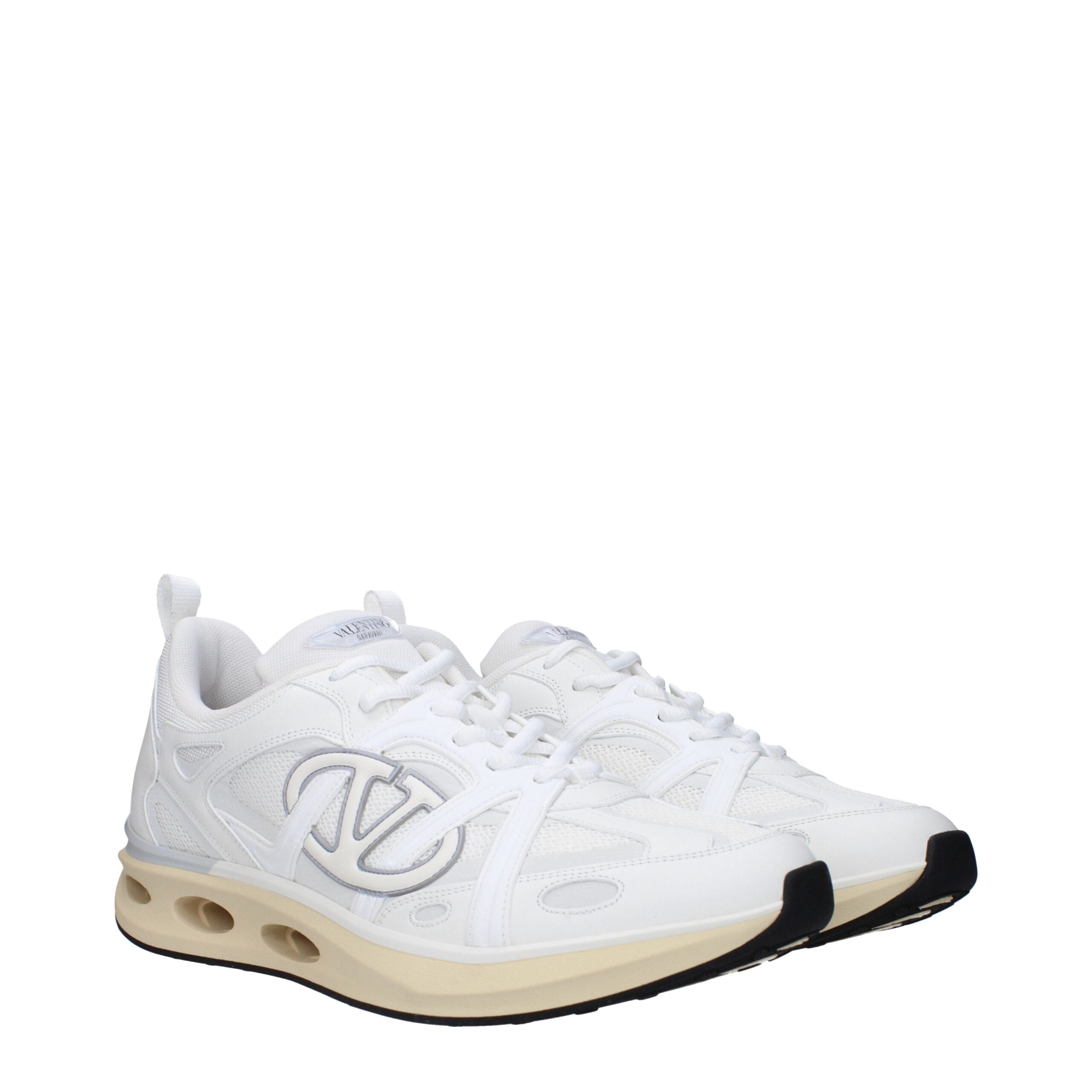 Valentino Garavani White Fabric Athletic Sneakers