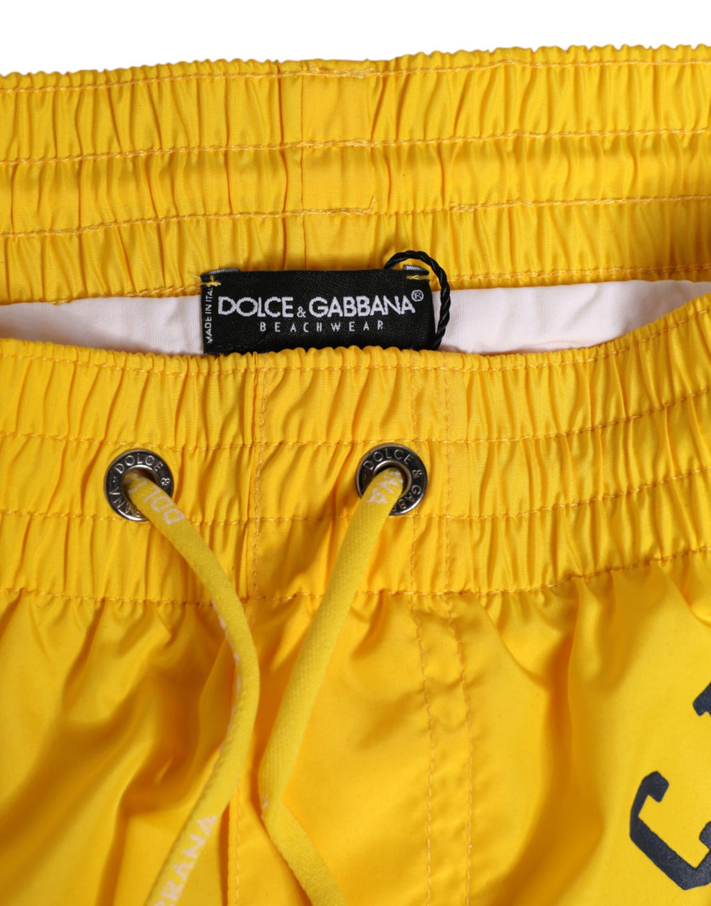 Dolce & Gabbana Yellow Nylon Logo Print Men Boxer Short Swimwear