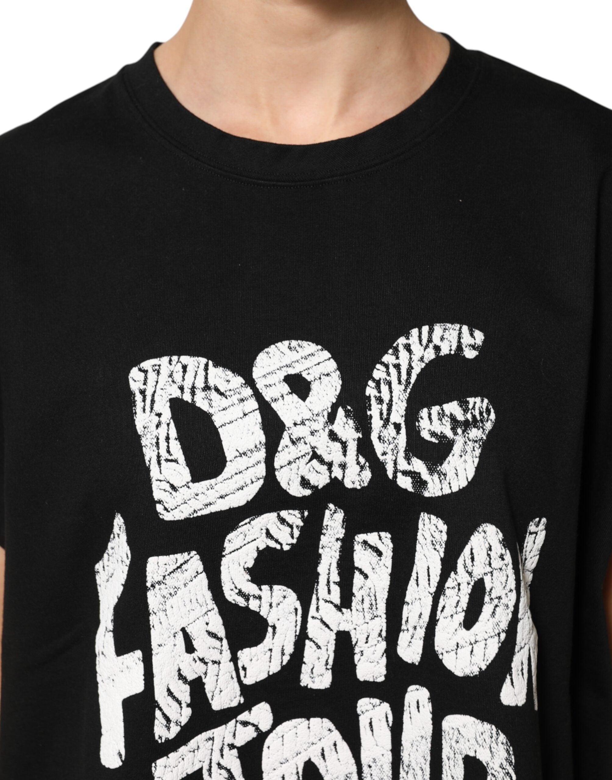 Dolce & Gabbana Black Cotton Sleeveless DG Fashion Top