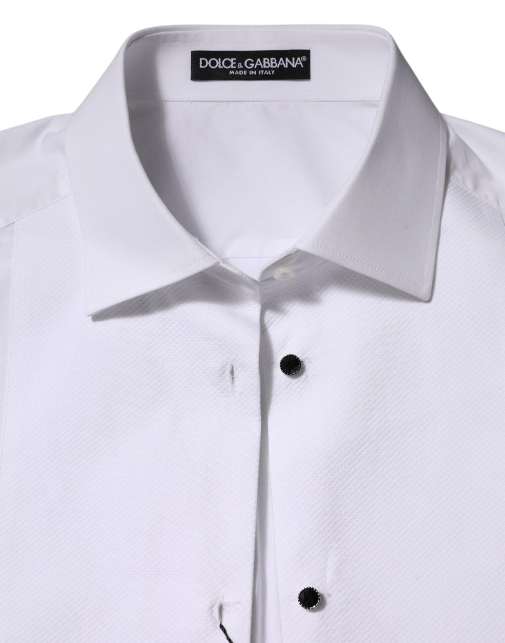 Dolce & Gabbana White Cotton Tuxedo Bib Long Sleeve Dress Shirt