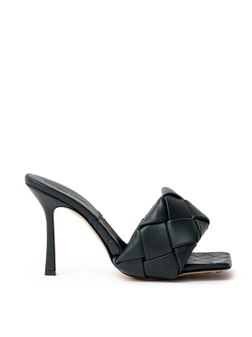 Bottega Veneta Lido Mule Sandals in Dark Green Intrecciato Leather – Siebentaschen
