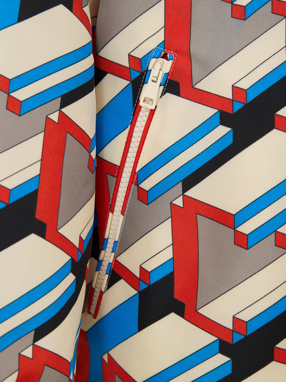 Gucci Multicolor Geometric Print Nylon Bomber Jacket – Siebentaschen