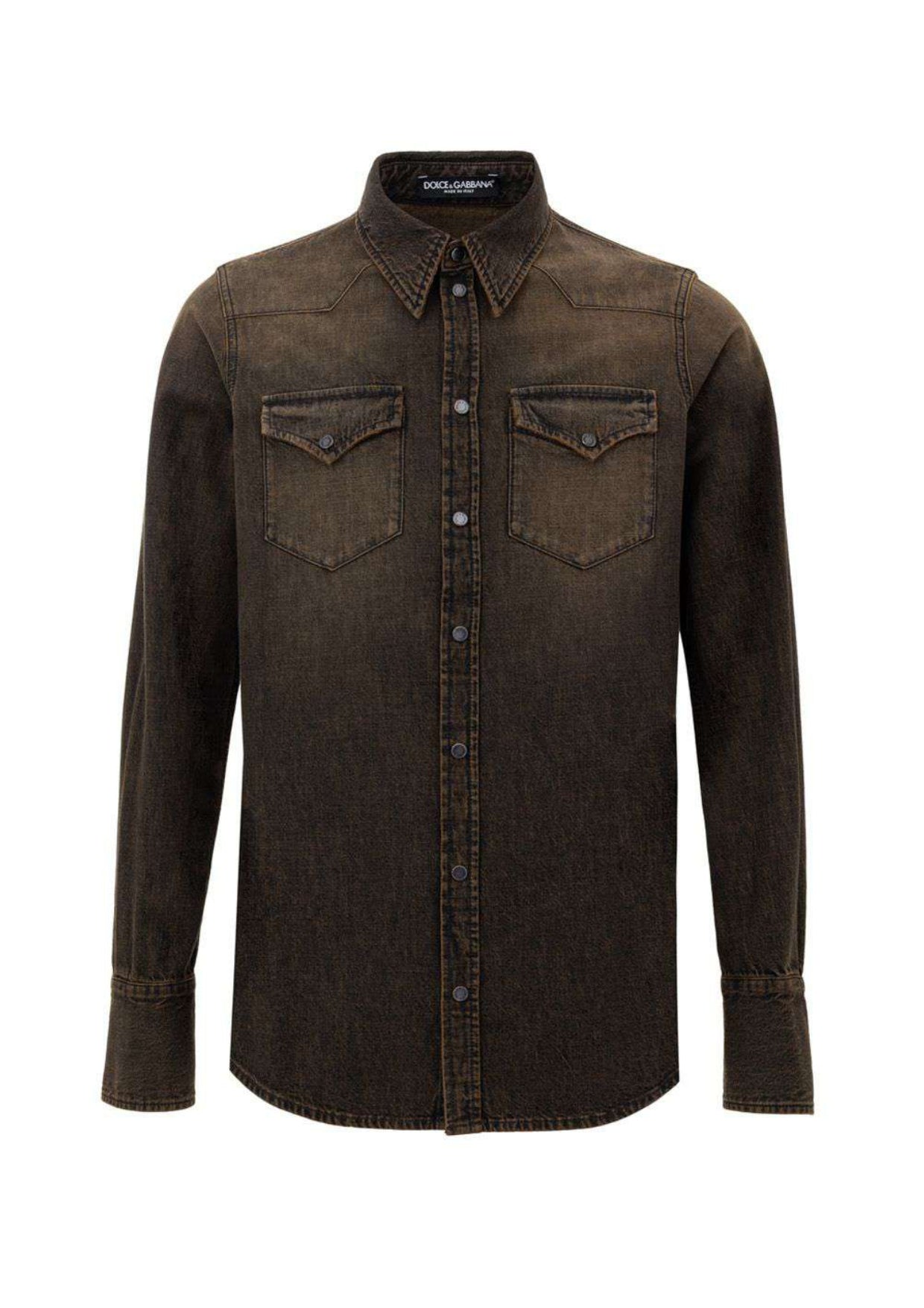 Dolce & Gabbana DÃ©lavÃ© Brown Denim Shirt