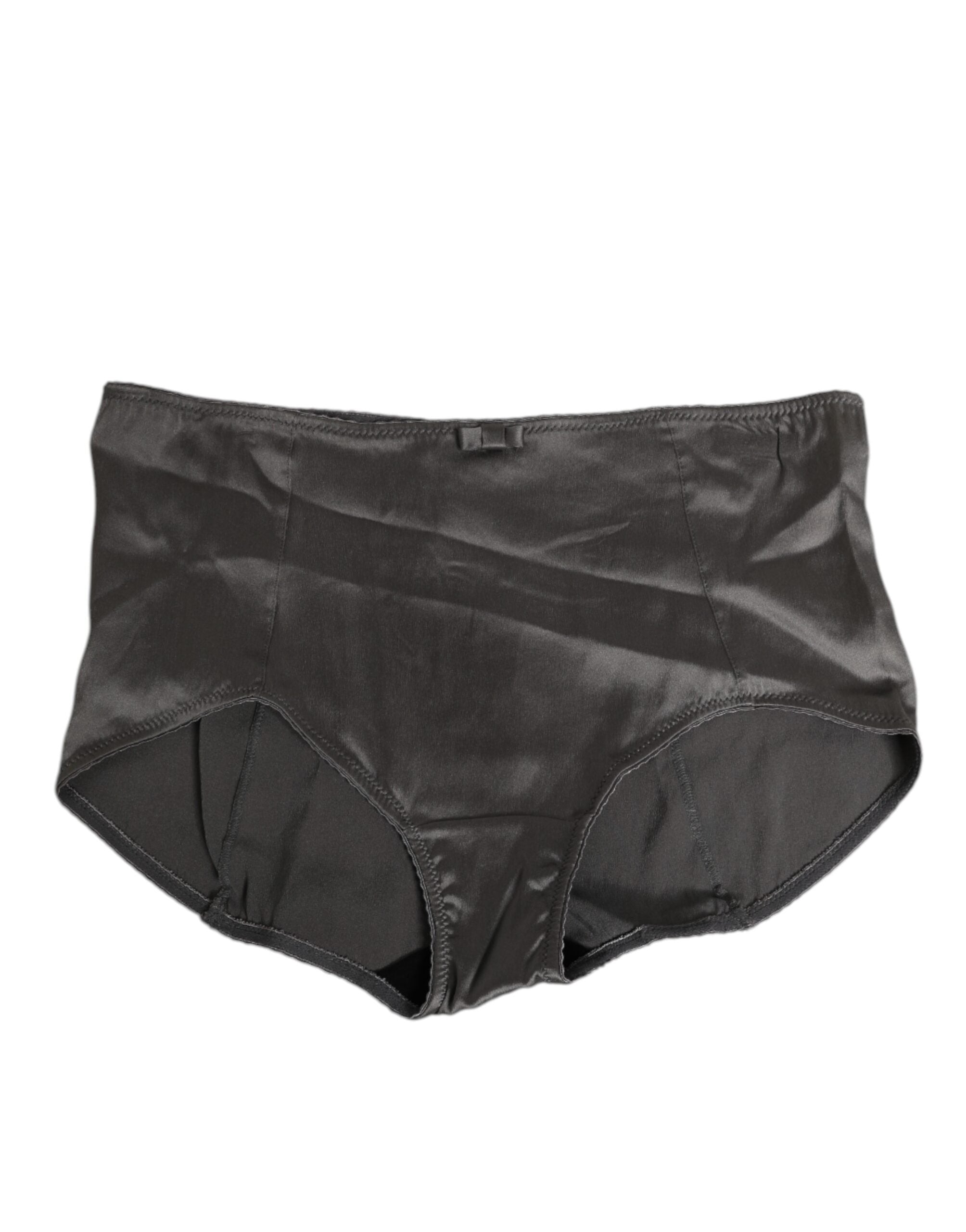 Dolce & Gabbana Gray Satin High Waist Briefs Women Underwear