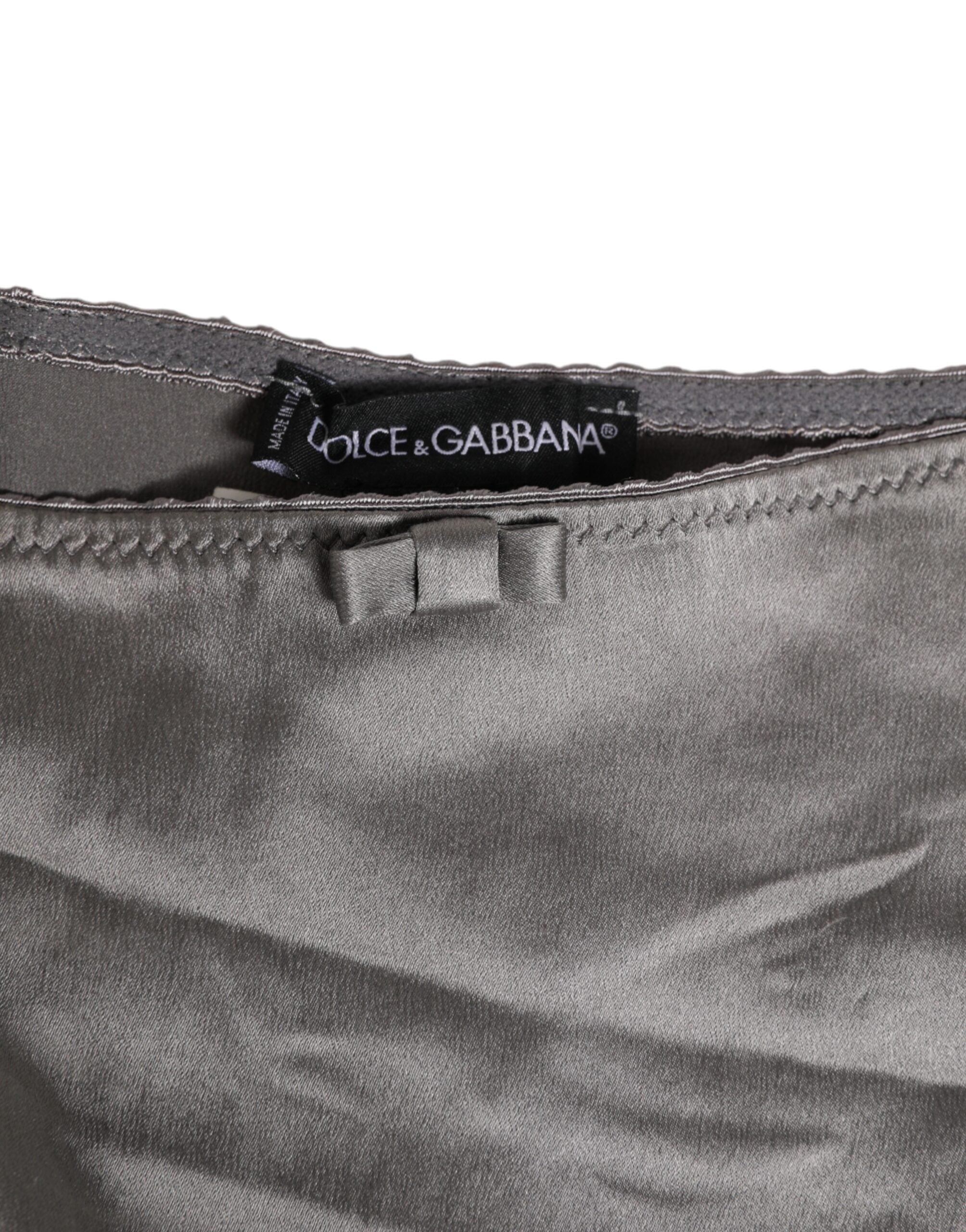 Dolce & Gabbana Gray Satin High Waist Briefs Women Underwear
