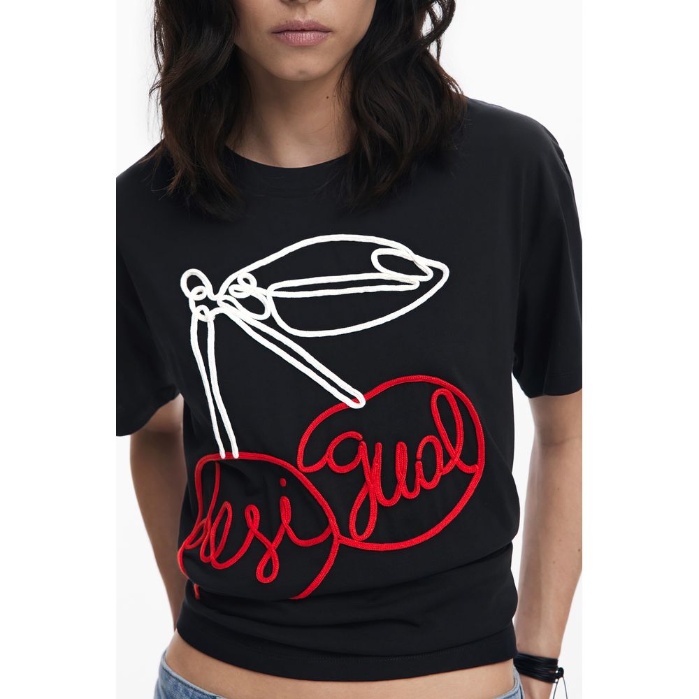 Desigual Black Cotton Tops & T-Shirt