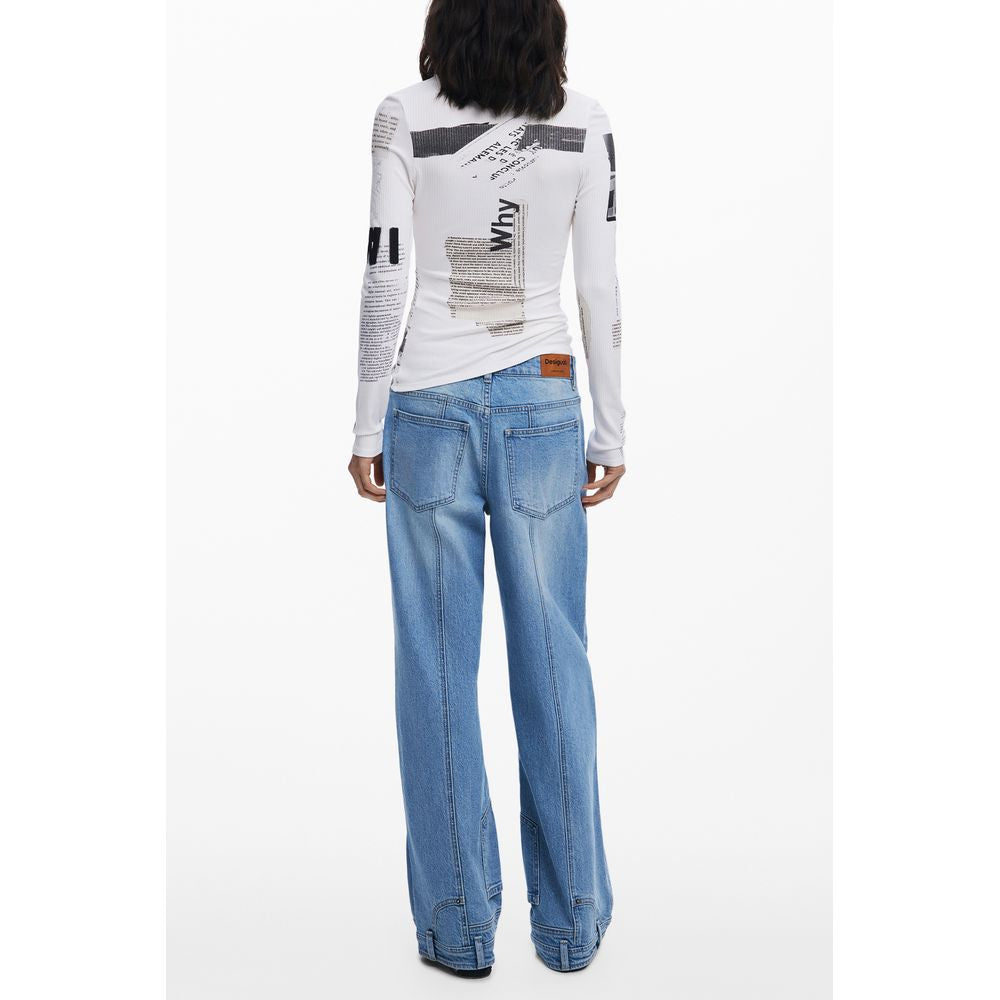 Desigual White Elastane Tops & T-Shirt