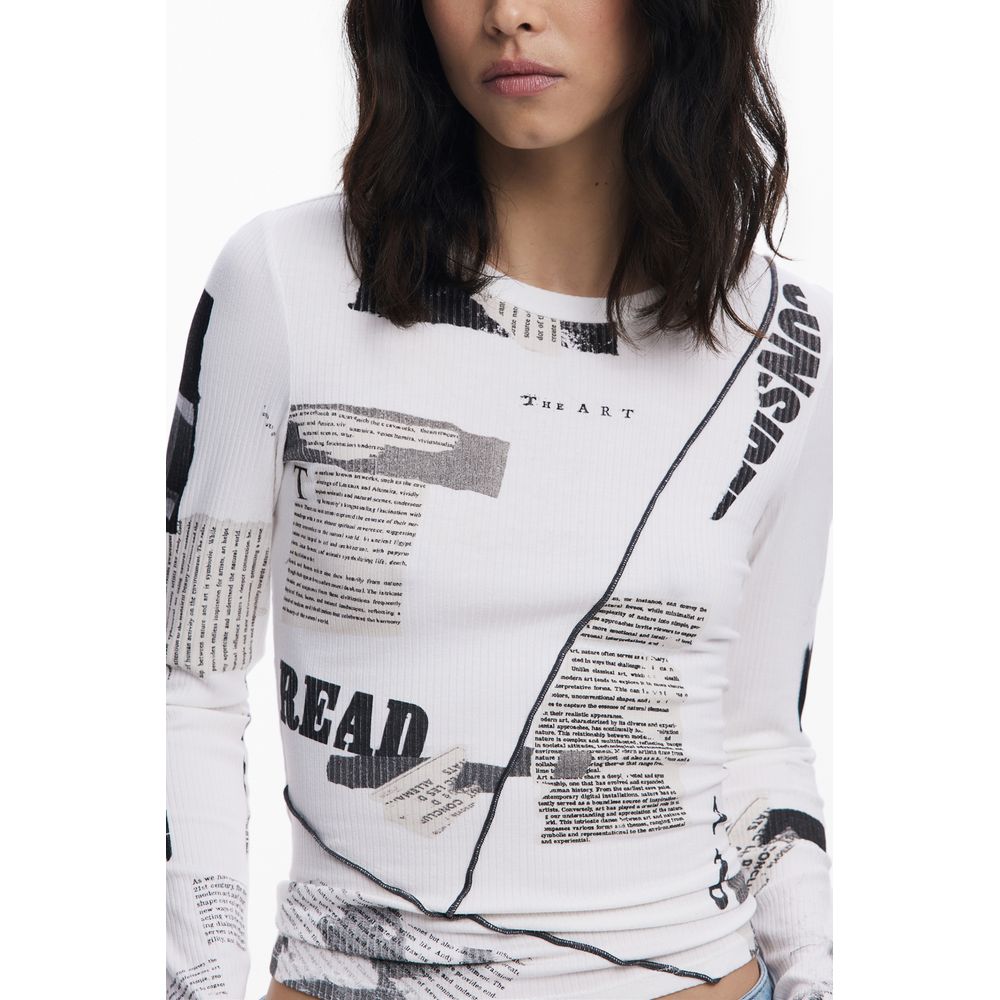 Desigual White Elastane Tops & T-Shirt