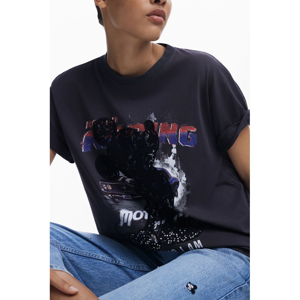 Desigual Black Cotton Tops & T-Shirt