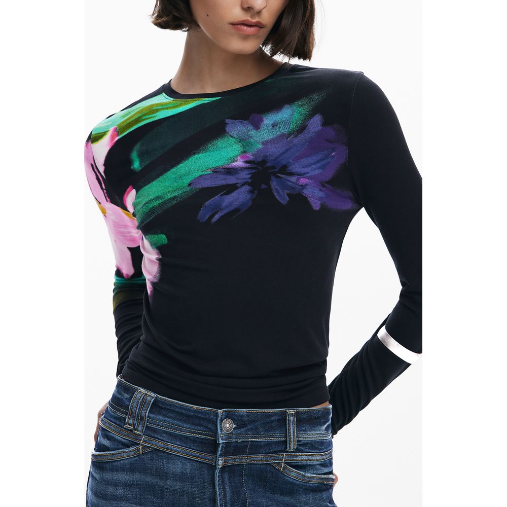 Desigual Black Elastane Tops & T-Shirt