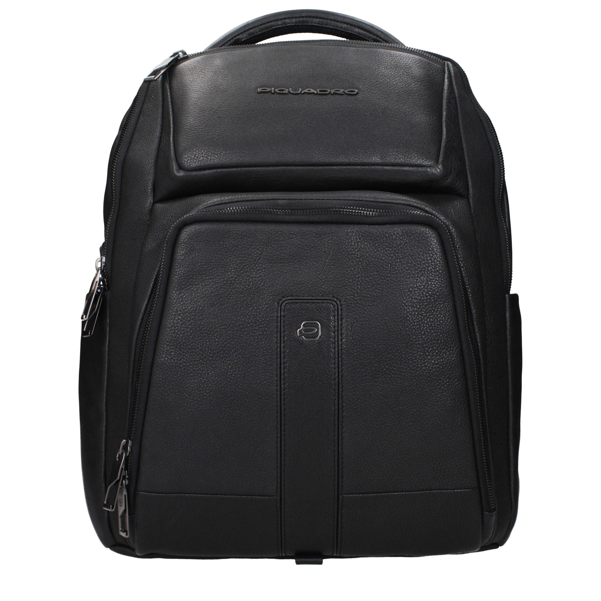 Piquadro Black Leather Backpack